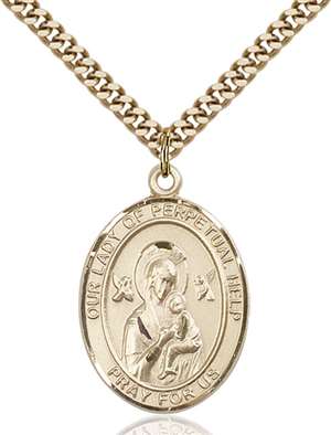 Our Lady of Perpetual Help Medal<br/>7222 Oval, Gold Filled