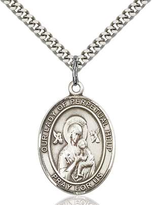 Our Lady of Perpetual Help Medal<br/>7222 Oval, Sterling Silver
