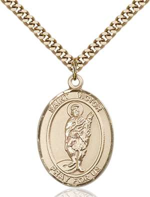 St. Victor of Marseilles Medal<br/>7223 Oval, Gold Filled