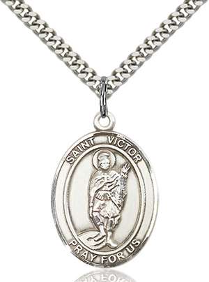 St. Victor of Marseilles Medal<br/>7223 Oval, Sterling Silver