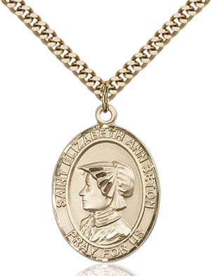 St. Elizabeth Ann Seton Medal<br/>7224 Oval, Gold Filled