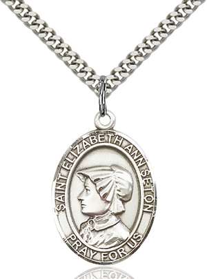 St. Elizabeth Ann Seton Medal<br/>7224 Oval, Sterling Silver