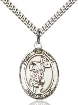 St. Stephanie Medal<br/>7228 Oval, Sterling Silver