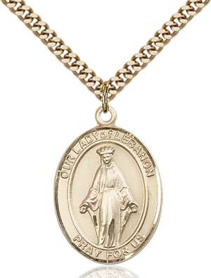 Our Lady of Lebanon Medal<br/>7229 Oval, Gold Filled