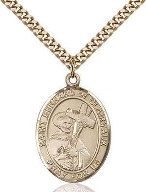 St. Bernard of Clairvaux Medal<br/>7233 Oval, Gold Filled