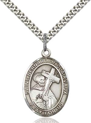 St. Bernard of Clairvaux Medal<br/>7233 Oval, Sterling Silver