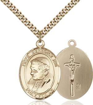 Pope Benedict XVI Medal<br/>7235 Oval, Gold Filled