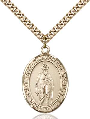 St. Bartholomew the Apostle Medal<br/>7238 Oval, Gold Filled