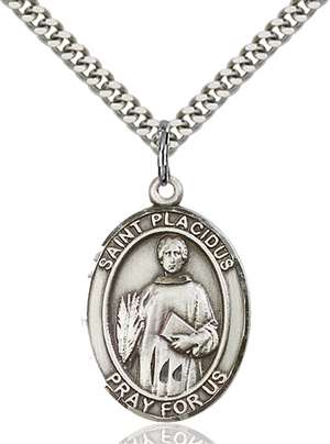 St. Placidus Medal<br/>7240 Oval, Sterling Silver