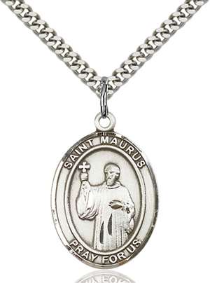 St. Maurus Medal<br/>7241 Oval, Sterling Silver