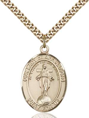 Our Lady of All Nations Medal<br/>7242 Oval, Gold Filled