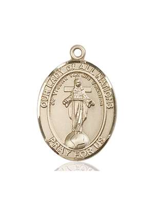 Our Lady of All Nations Medal<br/>7242 Oval, 14kt Gold