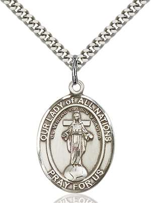 Our Lady of All Nations Medal<br/>7242 Oval, Sterling Silver