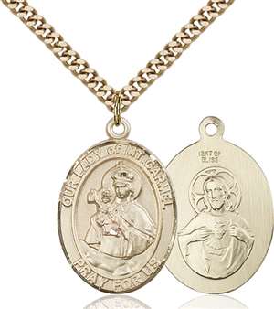 Our Lady of Mount Carmel Medal<br/>7243 Oval, Gold Filled