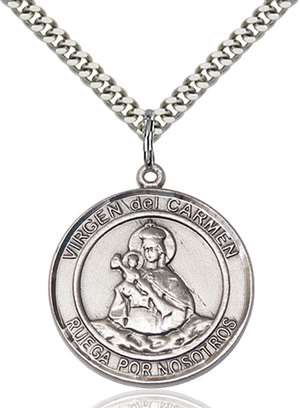 Virgen del Carmen Medal<br/>7243 Spanish, Round, Sterling Silver