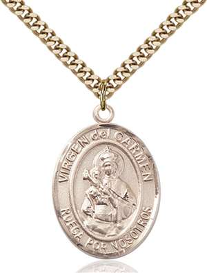 Virgen del Carmen Medal<br/>7243 Spanish, Oval, Gold Filled