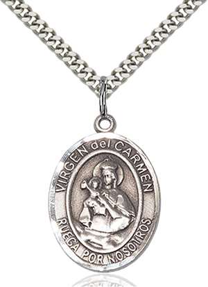 Virgen del Carmen Medal<br/>7243 Spanish, Oval, Sterling Silver