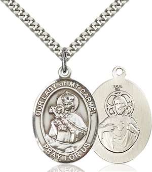 Our Lady of Mount Carmel Medal<br/>7243 Oval, Sterling Silver