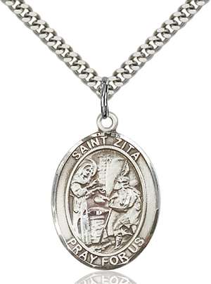 St. Zita Medal<br/>7244 Oval, Sterling Silver