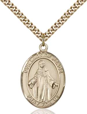 Our Lady of Peace Medal<br/>7245 Oval, Gold Filled