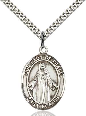Our Lady of Peace Medal<br/>7245 Oval, Sterling Silver