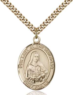 Our Lady of the Railroad Medal<br/>7247 Oval, Gold Filled
