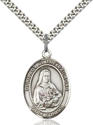 Our Lady of the Railroad Medal<br/>7247 Oval, Sterling Silver
