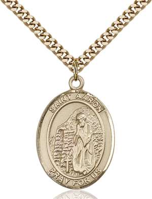 St. Aaron Medal<br/>7254 Oval, Gold Filled