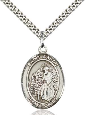 St. Aaron Medal<br/>7254 Oval, Sterling Silver