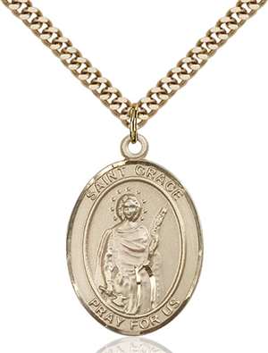 St. Grace Medal<br/>7255 Oval, Gold Filled