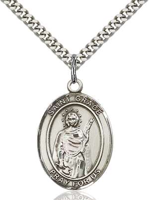 St. Grace Medal<br/>7255 Oval, Sterling Silver