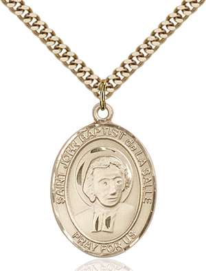St. John Baptist de La Salle Medal<br/>7262 Oval, Gold Filled