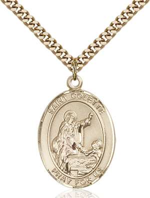 St. Colette Medal<br/>7268 Oval, Gold Filled