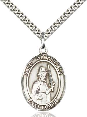 St. Wenceslaus Medal<br/>7273 Oval, Sterling Silver