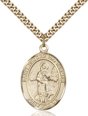 St. Isidore the Farmer Medal<br/>7276 Oval, Gold Filled