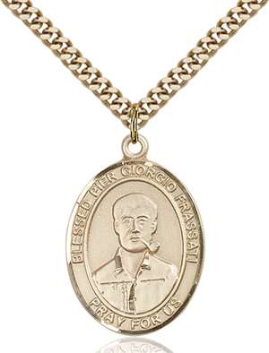 Blessed Pier Giorgio Frassati Medal<br/>7278 Oval, Gold Filled