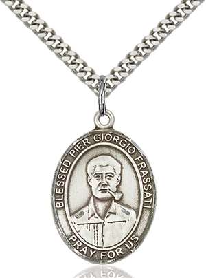 Blessed Pier Giorgio Frassati Medal<br/>7278 Oval, Sterling Silver
