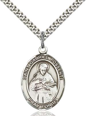 St. Gabriel Possenti Medal<br/>7279 Oval, Sterling Silver