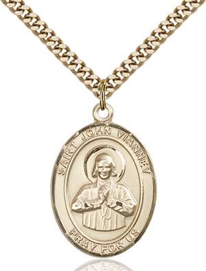 St. John Vianney Medal<br/>7282 Oval, Gold Filled