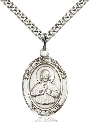 St. John Vianney Medal<br/>7282 Oval, Sterling Silver