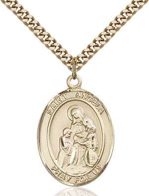 St. Angela Merici Medal<br/>7284 Oval, Gold Filled