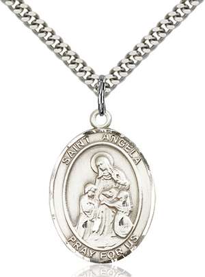 St. Angela Merici Medal<br/>7284 Oval, Sterling Silver