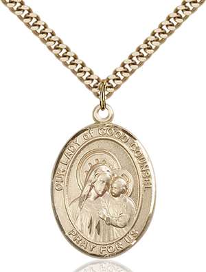 Our Lady of Good Counsel Medal<br/>7287 Oval, Gold Filled