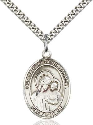 Our Lady of Good Counsel Medal<br/>7287 Oval, Sterling Silver