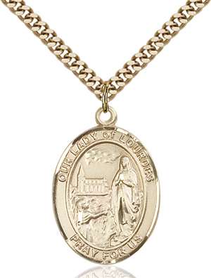 Our Lady of Lourdes Medal<br/>7288 Oval, Gold Filled