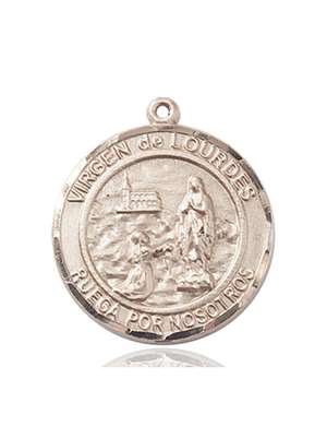 Virgen de Lourdes Medal<br/>7288 Spanish, Round, 14kt Gold