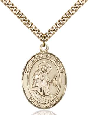Our Lady of Mercy Medal<br/>7289 Oval, Gold Filled