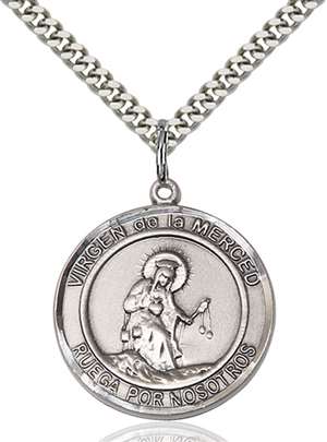 Virgen de la Merce Medal<br/>7289 Spanish, Round, Sterling Silver