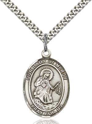 Our Lady of Mercy Medal<br/>7289 Oval, Sterling Silver