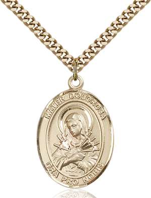 Mater Dolorosa Medal<br/>7290 Oval, Gold Filled
